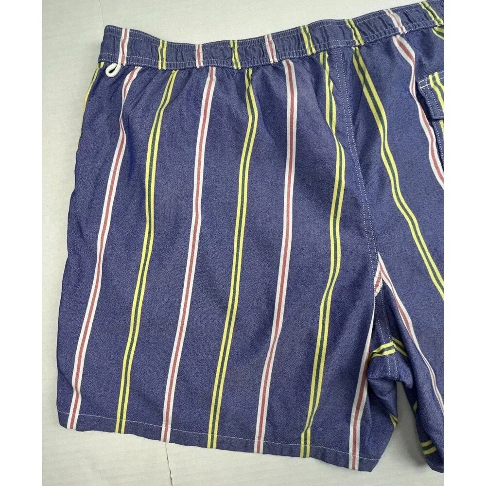J.CREW Original Swimwear Swim Trunks Mens XXL Blue Striped Mesh Lined Beach 6